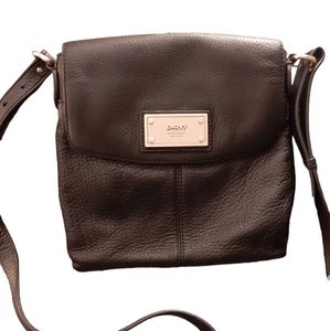 DKNY Donna Karan Black Pebbled Leather Crossbody Shoulder Bag